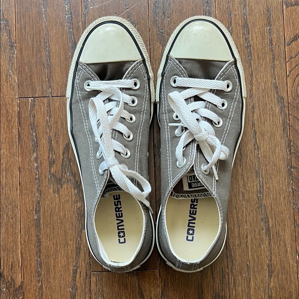 Converse Kids Low Top Canvas Sneakers in Gray and White